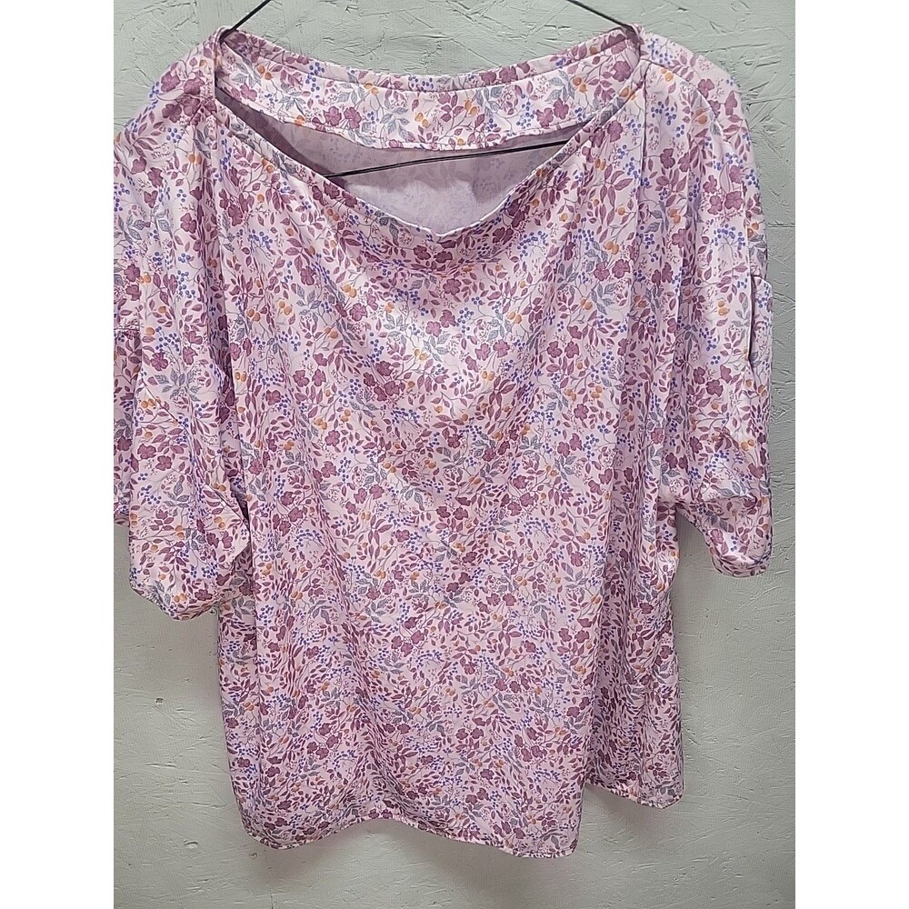VINTAGE Handmade Cottage Core‎ Short Sleeve Shirt Floral Top Sz 3X